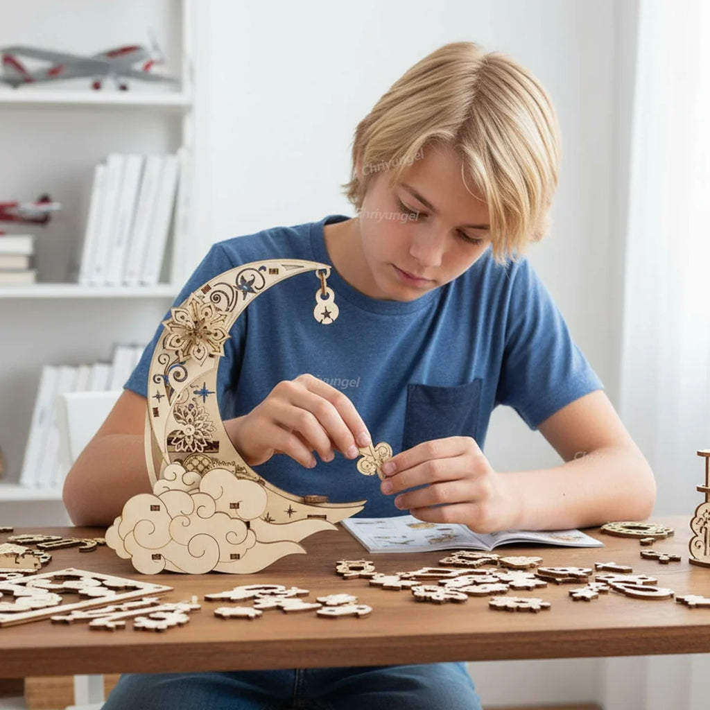 Moon & Star Music Box Wooden Puzzle