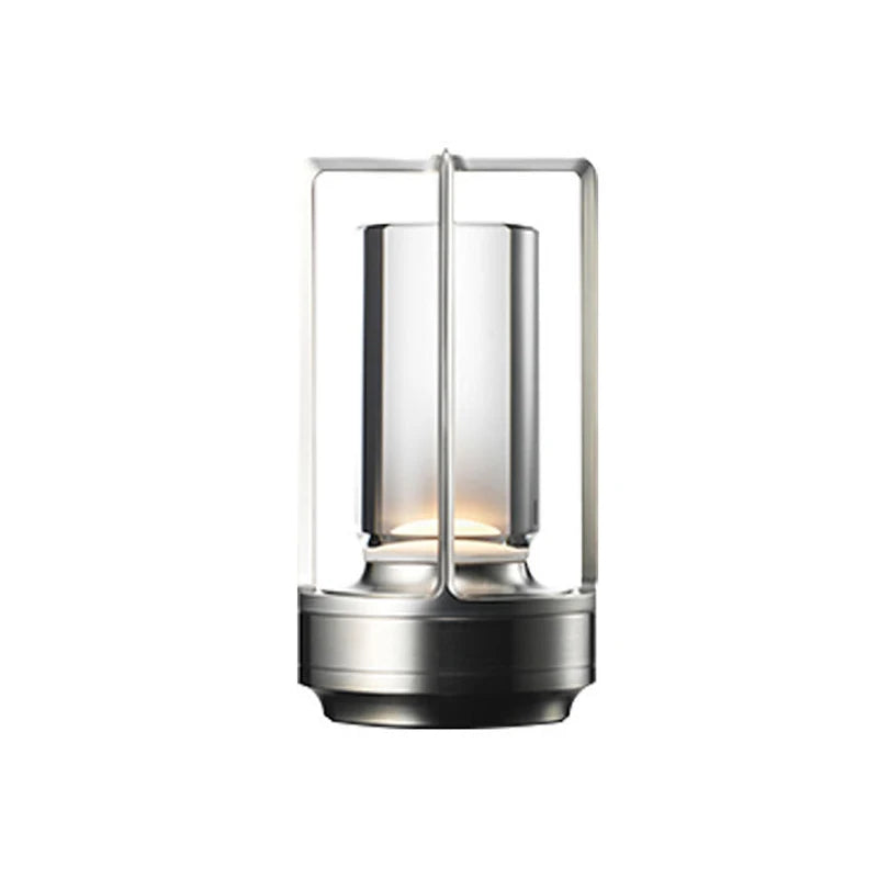 Cordless Crystal Table Lamp Rechargeable, Aluminum LED Lamp with Clear Glass Shade, 3 Color Dimmable