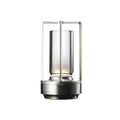 Cordless Crystal Table Lamp Rechargeable, Aluminum LED Lamp with Clear Glass Shade, 3 Color Dimmable