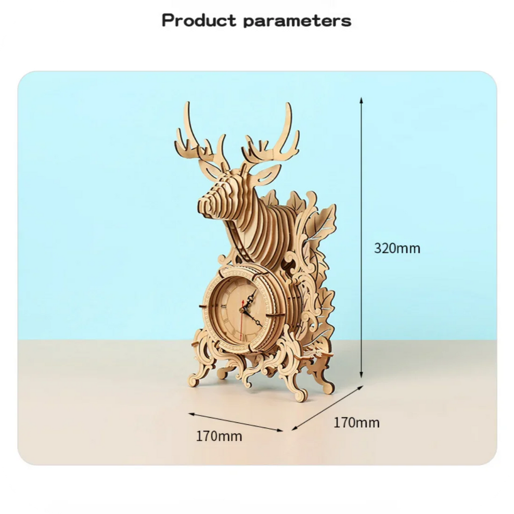 Wooden Clock 3D Puzzle Kit