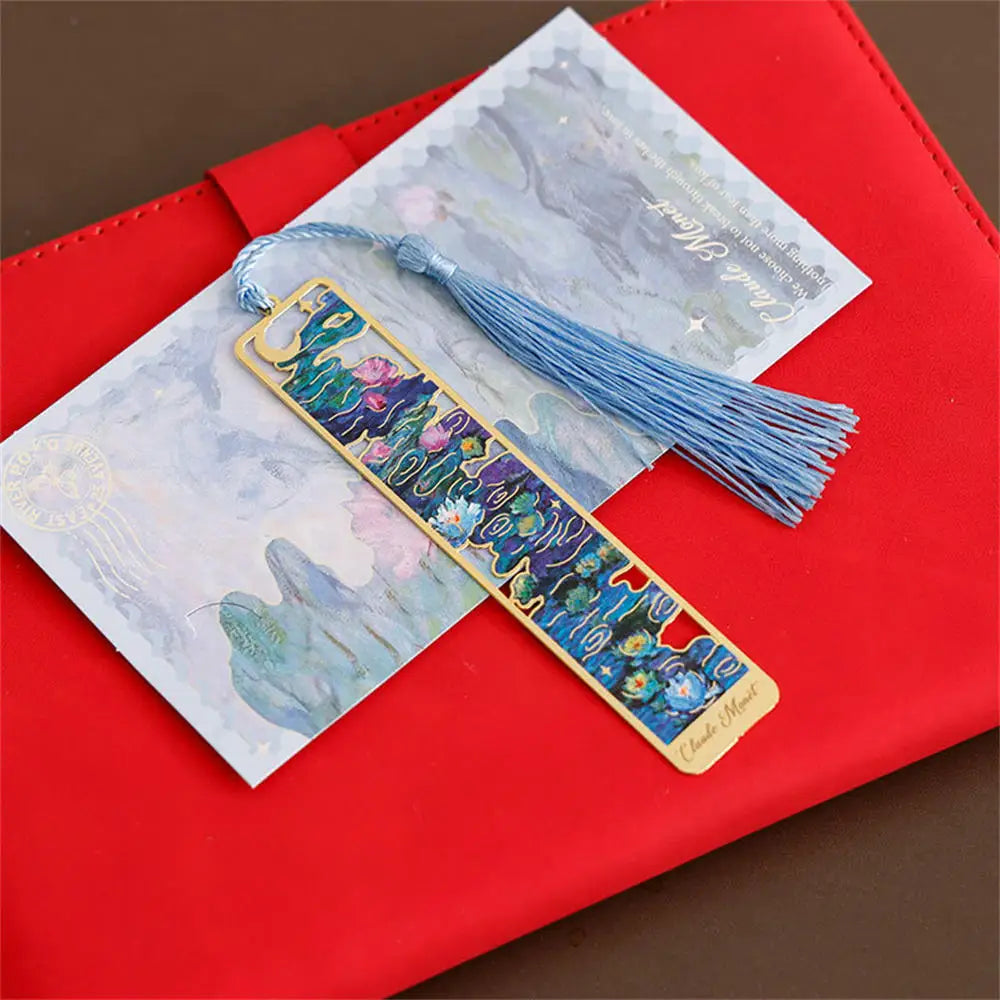Brass Page Clip Bookmark, Hollow Floral Painting Metal Bookmark, Art Bookmark Gift for Readers