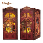 Corner Bookshop Book Nook Kit, DIY Miniature Bookstore with LED Light, Bookshelf Insert
