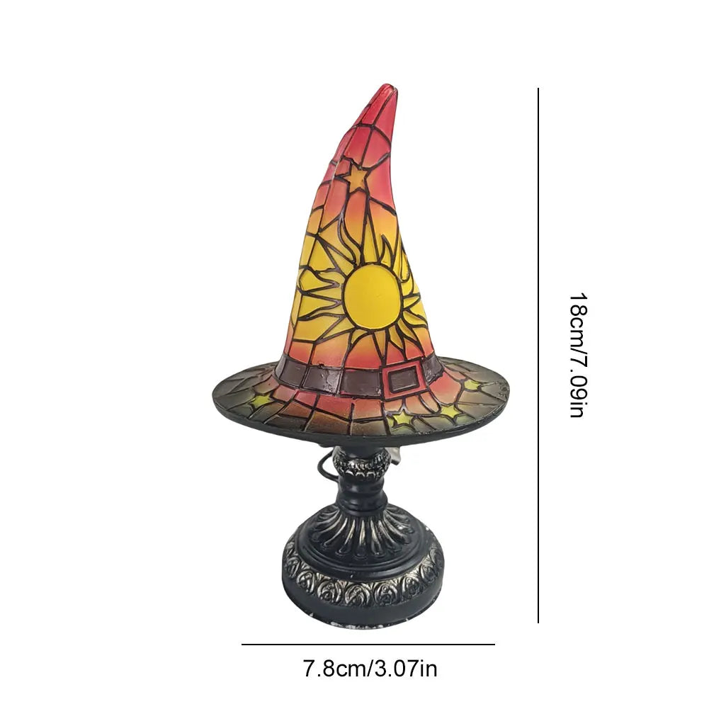 WitchHat Stained Glass Lamp — Mystical Tiffany-Style Decor