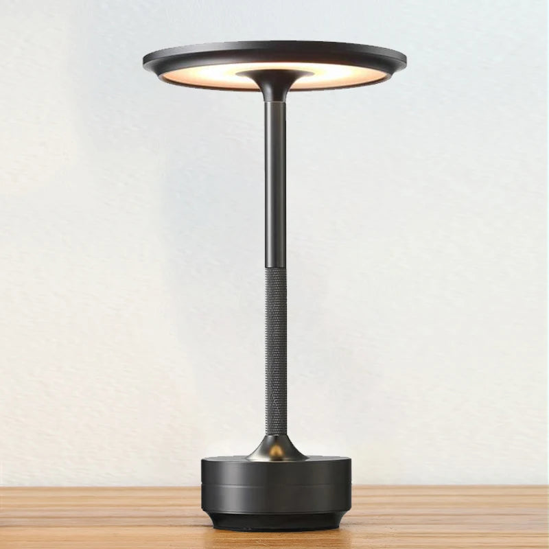 Cordless Table Lamp Rechargeable Retro Frosted Glass Shade, Aluminum LED Lamp, Touch Dimmable