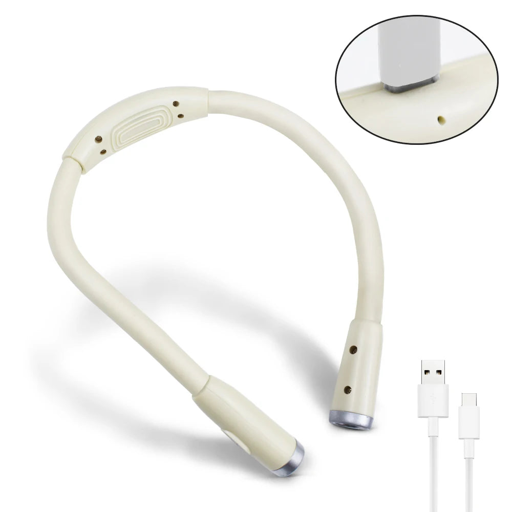 Neck Reading Light Rechargeable, Hands-Free LED Book Light for Reading in Bed, Knitting, Crafts