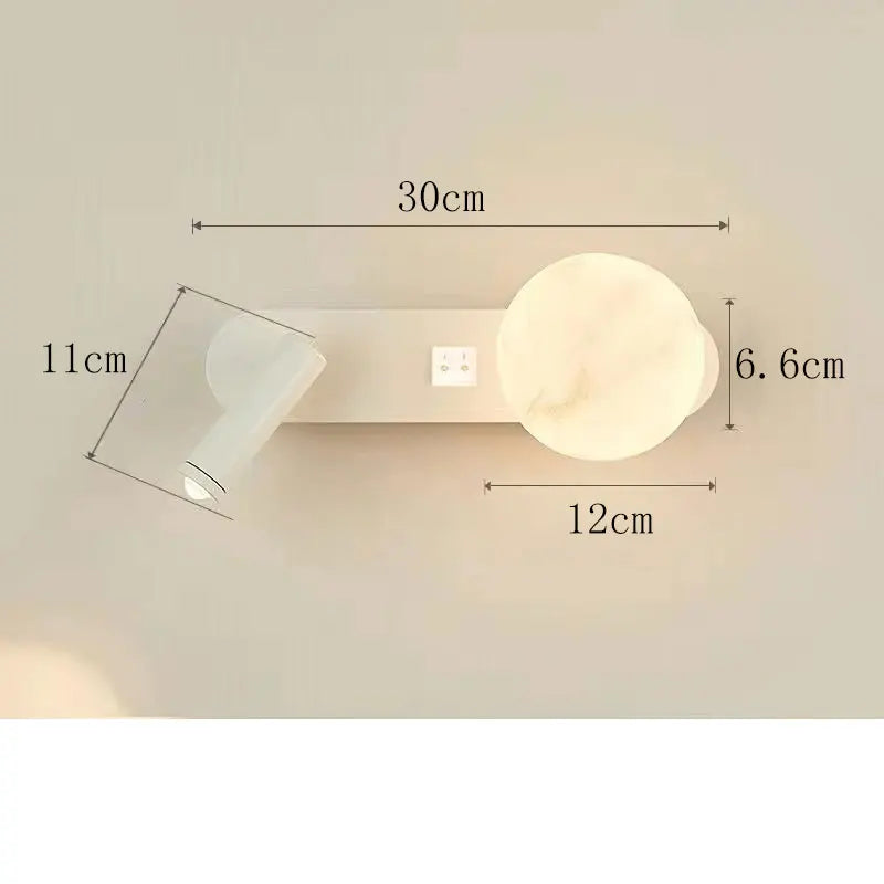 MoonSpot Wall Sconce — LED Reading & Ambient Light, Hardwired, Knob Switch, Bedroom Bedside