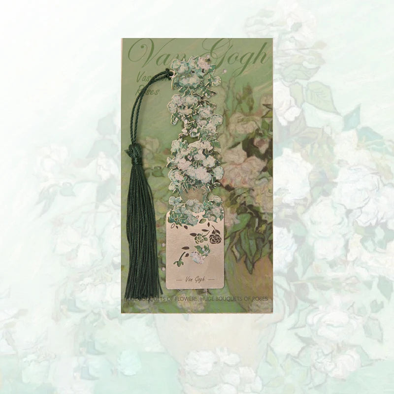 Brass Page Clip Bookmark, Hollow Floral Painting Metal Bookmark, Art Bookmark Gift for Readers