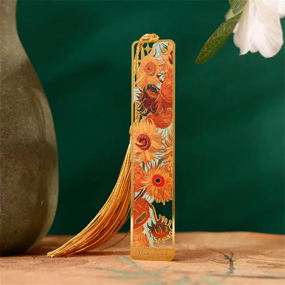 Brass Page Clip Bookmark, Hollow Floral Painting Metal Bookmark, Art Bookmark Gift for Readers