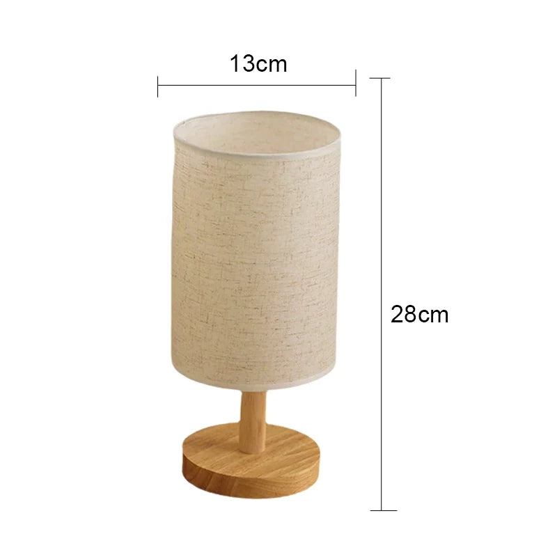 LinenGlow — Minimalist Bedside Lamp with Wood Base