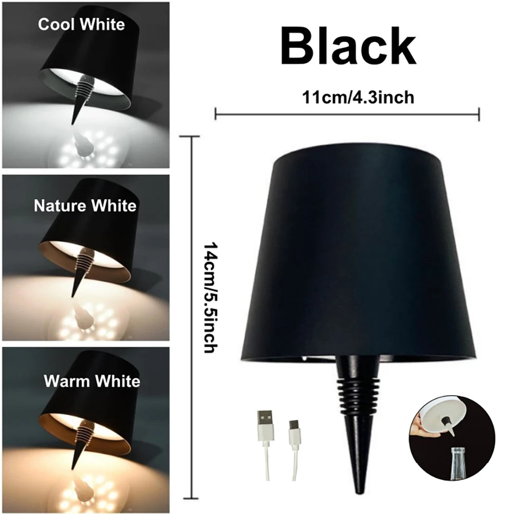 VibeHome BottleGlow — Cordless Rechargeable Bottle Table Lamp