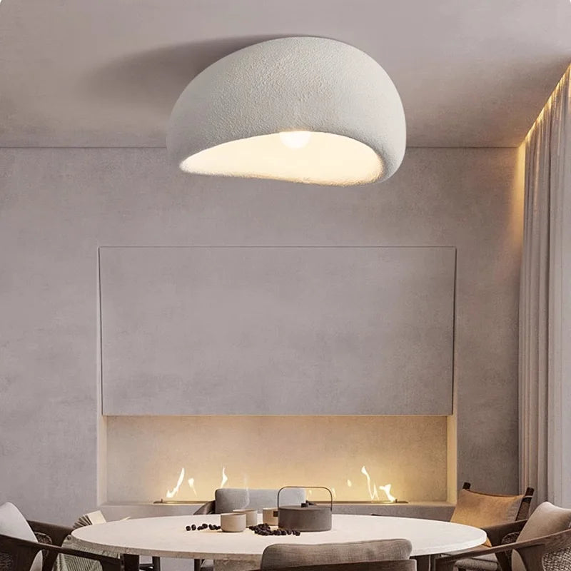 StoneGlow Wabi-Sabi Ceiling Light — Textured Flush Mount, E27, Nordic Minimalist, 11.8"