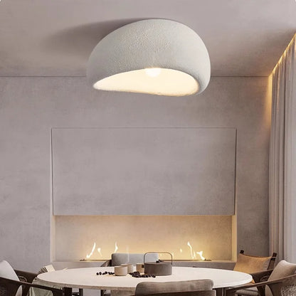 StoneGlow Wabi-Sabi Ceiling Light — Textured Flush Mount, E27, Nordic Minimalist, 11.8"