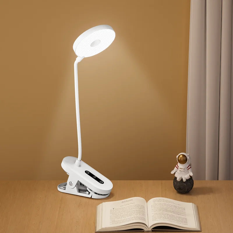 ClipGlow Rechargeable LED Desk Lamp — Clip-On, Touch Control, Dimmable, USB-C, Eye Care