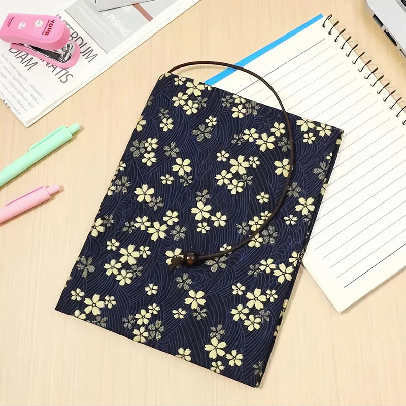 Adjustable Book Cover Fabric A5, Floral Book Sleeve Protector for Paperbacks, Gold Stamped
