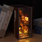 Book Nook Kit DIY Bookshop Miniature, Wooden Bookshelf Insert 7.3 x 3.3 x 6.7 in, 3D Puzzle for Adults