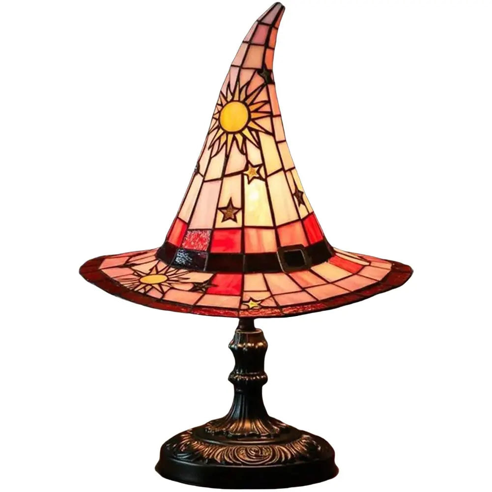 WitchHat Stained Glass Lamp — Mystical Tiffany-Style Decor
