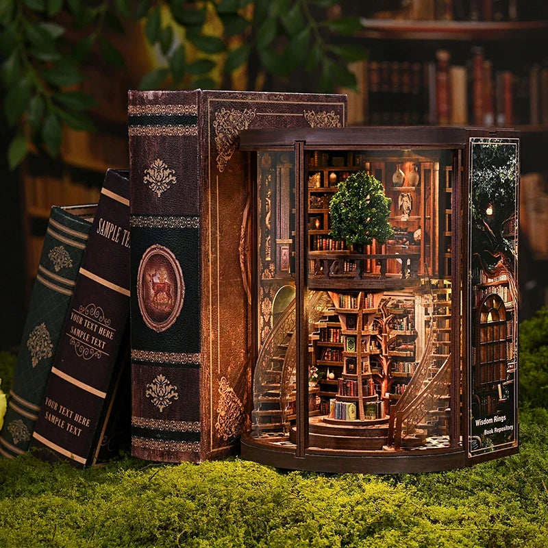 New Figurines Miniatures Wisdom Rings DIY Book Nook Kit