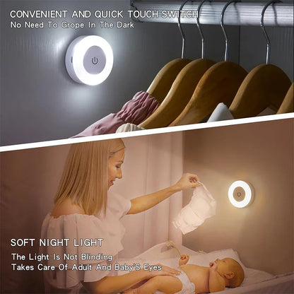 TapGlow Touch LED Night Light — Rechargeable, Magnetic, 3 Color Temps, Dimmable, 1–6 Pack