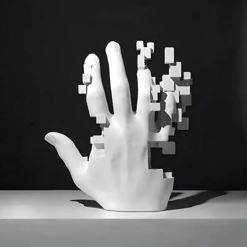 Nordic Resin Palm Sculpture – Minimalist Shelf Art Piece