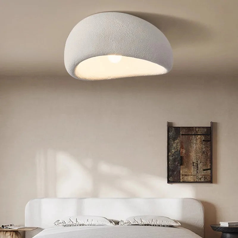 StoneGlow Wabi-Sabi Ceiling Light — Textured Flush Mount, E27, Nordic Minimalist, 11.8"