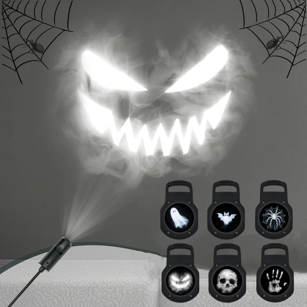 HauntGlow — Halloween Projector Light, USB, Swappable Patterns