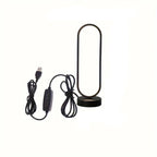 Modern Ring Table Lamp, 3-Color Dimmable LED Bedside Lamp, Minimalist Black Nightstand Light