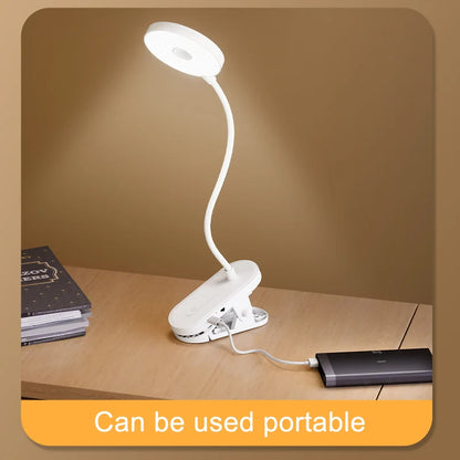 ClipGlow Rechargeable LED Desk Lamp — Clip-On, Touch Control, Dimmable, USB-C, Eye Care