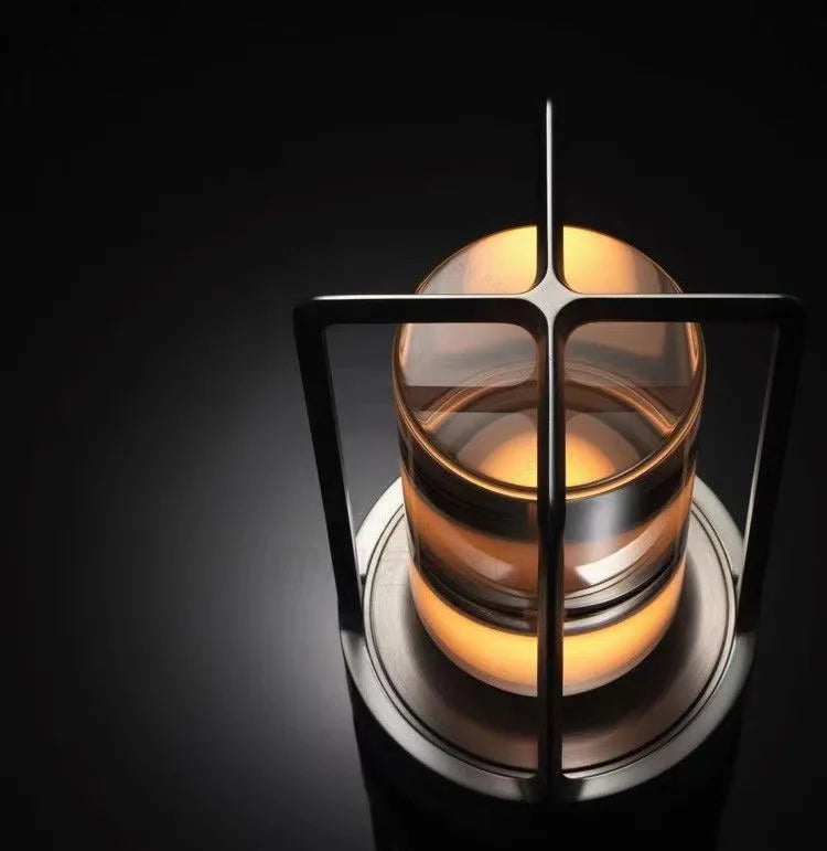 Cordless Crystal Table Lamp Rechargeable, Aluminum LED Lamp with Clear Glass Shade, 3 Color Dimmable