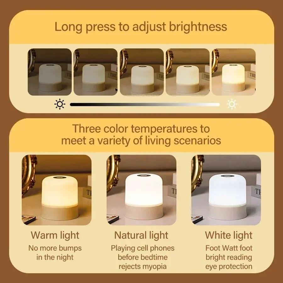 TouchGlow — Rechargeable LED Night Light with Remote,Compact Table Lamp, Dimmable, USB-C