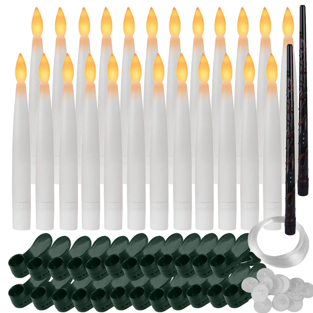 Clip On LED Candles for Christmas Tree with Remote and Timer, Flameless Mini Taper Candles, Scandinavian