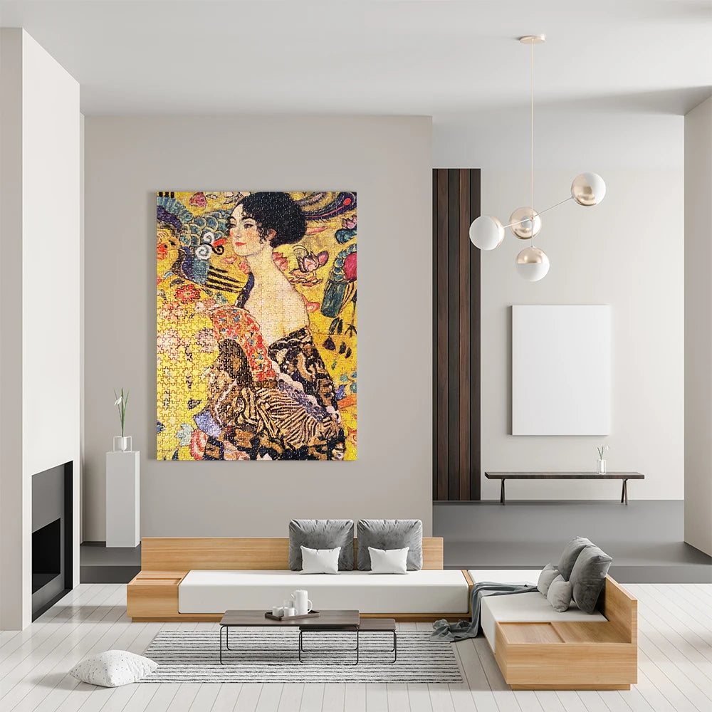 1000 Piece Jigsaw Puzzle for Adults, Klimt, Lady with a Fan, Difficult Art Puzzle, Gift