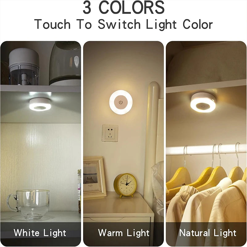 TapGlow Touch LED Night Light — Rechargeable, Magnetic, 3 Color Temps, Dimmable, 1–6 Pack