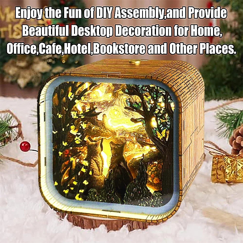 Van Gogh Starry Night Wooden 3D Puzzle Lamp