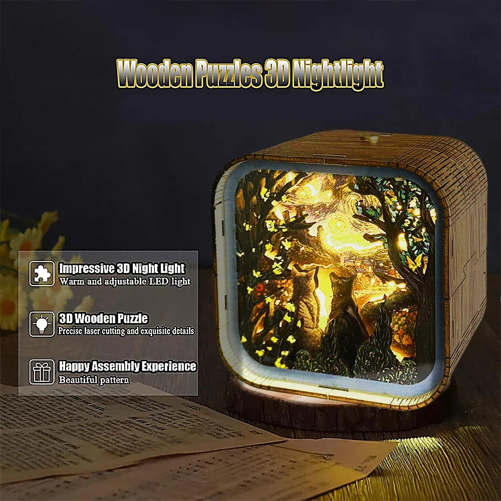 Van Gogh Starry Night Wooden 3D Puzzle Lamp