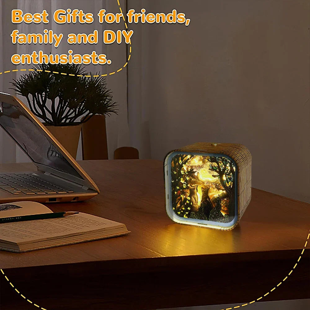Van Gogh Starry Night Wooden 3D Puzzle Lamp