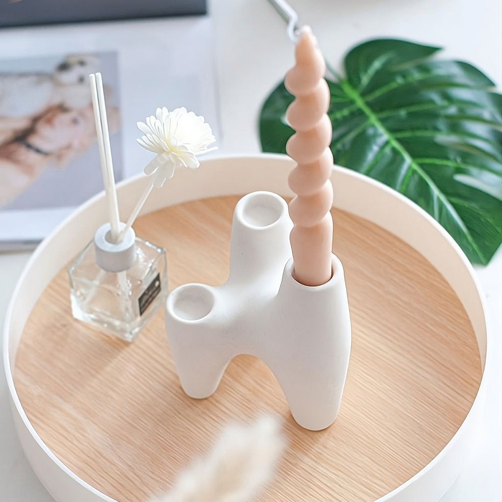Abstract Triple Ceramic Candle Holder