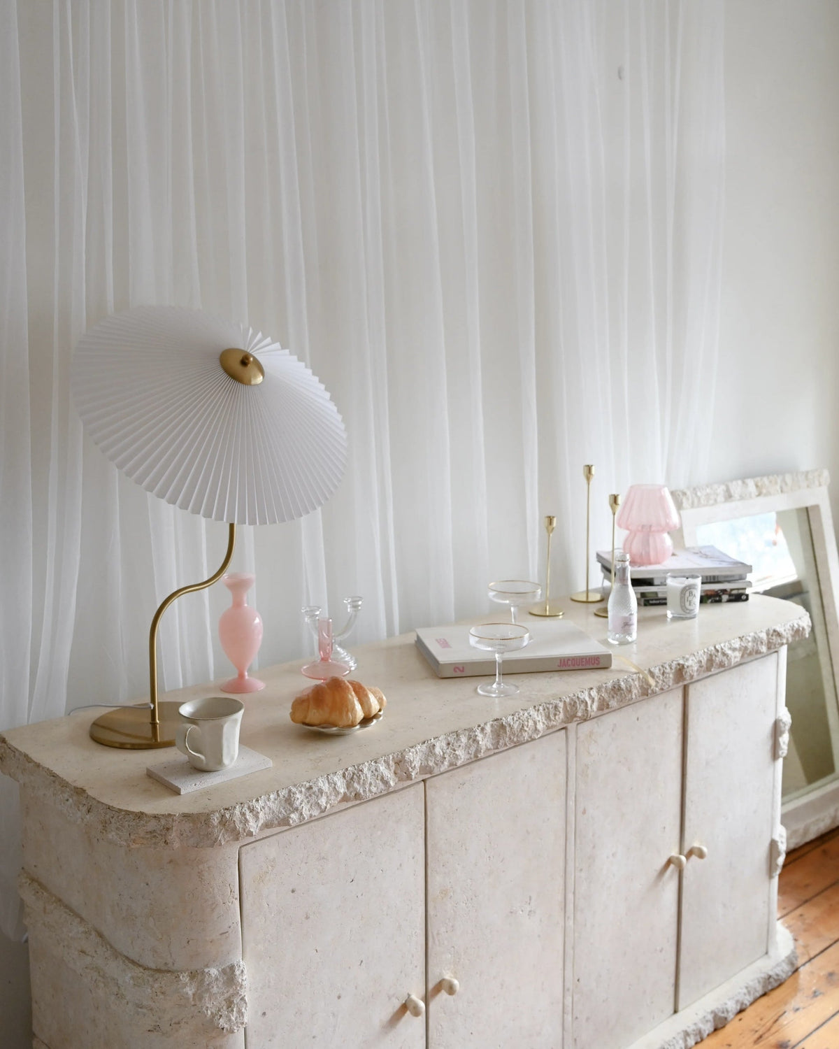 Pleated Brass Table Lamp
