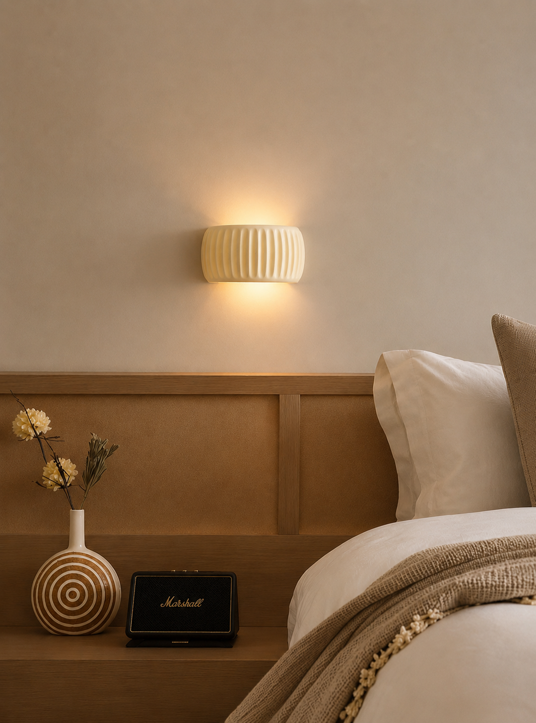 RidgeGlow — Decorative Ribbed Resin Wall Sconce