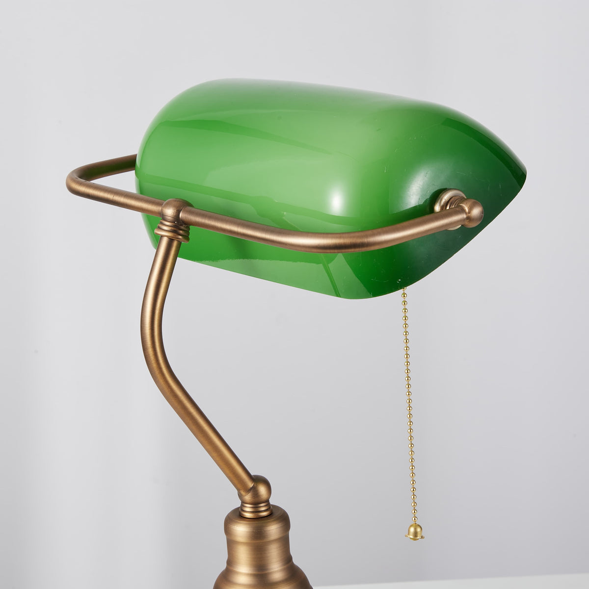 Cordless Green Glass Banker's Lamp - Brown Bronze
