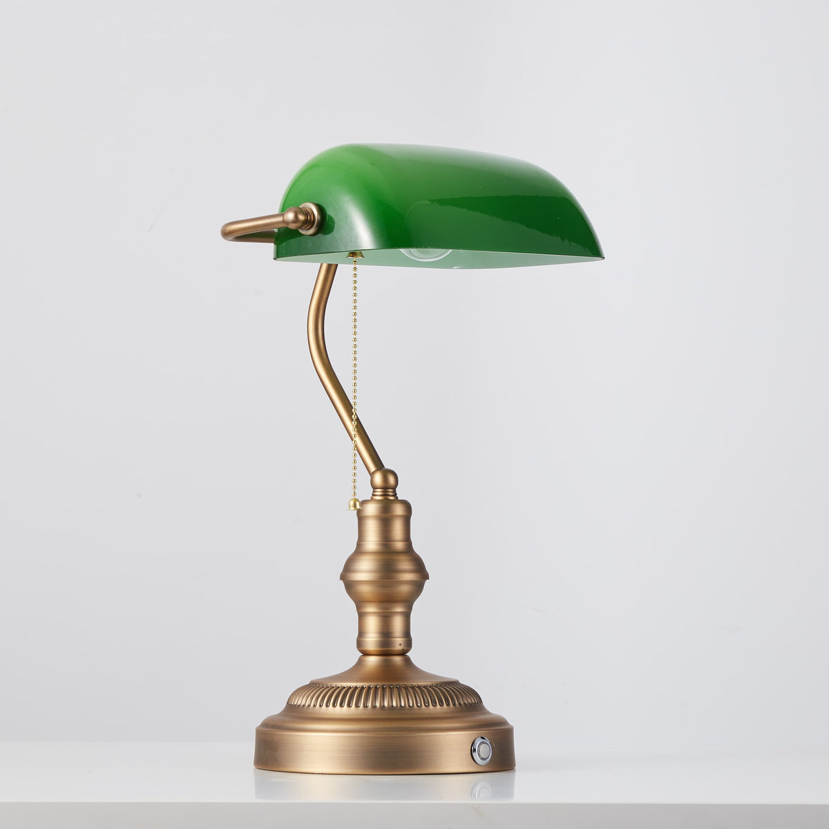 Cordless Green Glass Banker's Lamp - Brown Bronze