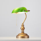 Cordless Green Glass Banker's Lamp - Brown Bronze