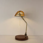 Cordless Tiffany-Style Banker Desk Lamp with Grape Stained Glass Shade