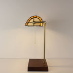 Cordless Tiffany-Style Banker Lamp with Grape Shade