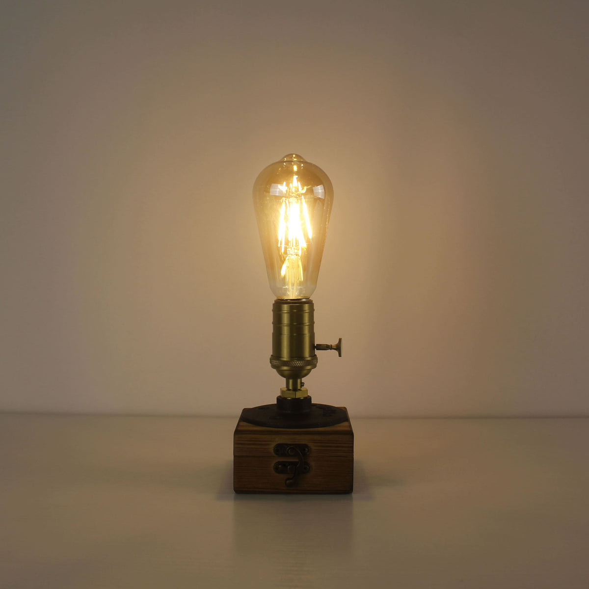Farmhouse Cordless Wooden Edison Table Lamp