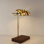 Cordless Tiffany-Style Banker Lamp with Grape Shade