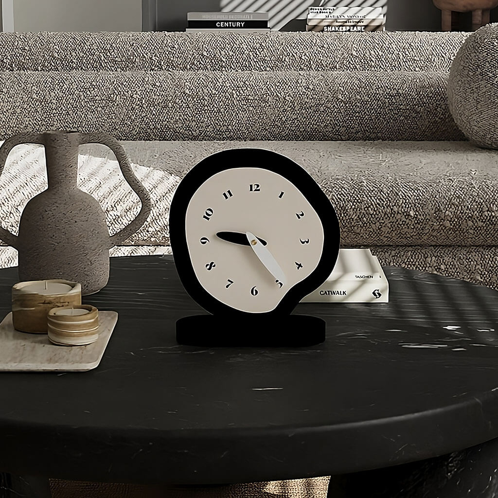 B&W Irregular Minimalist Desk Clock