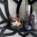 Black Wooden Lotus Corner Wall Shelf