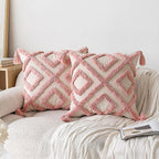 Blush Ornament Tufted Throw Pillow Cover