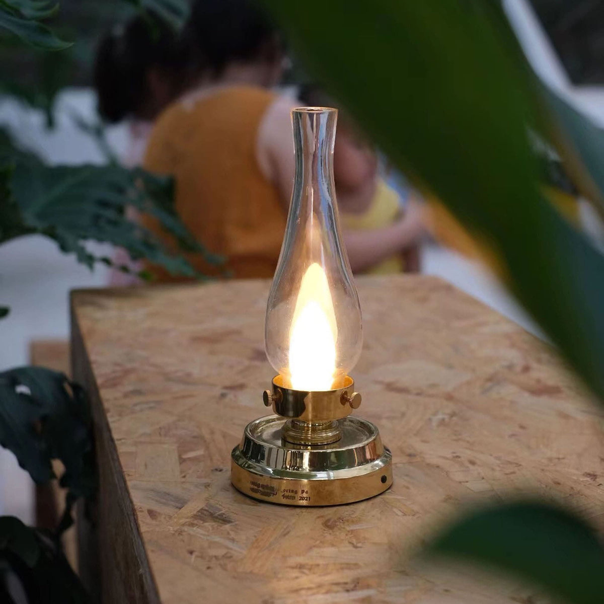 Cordless Brass Oil-Style LED Lantern