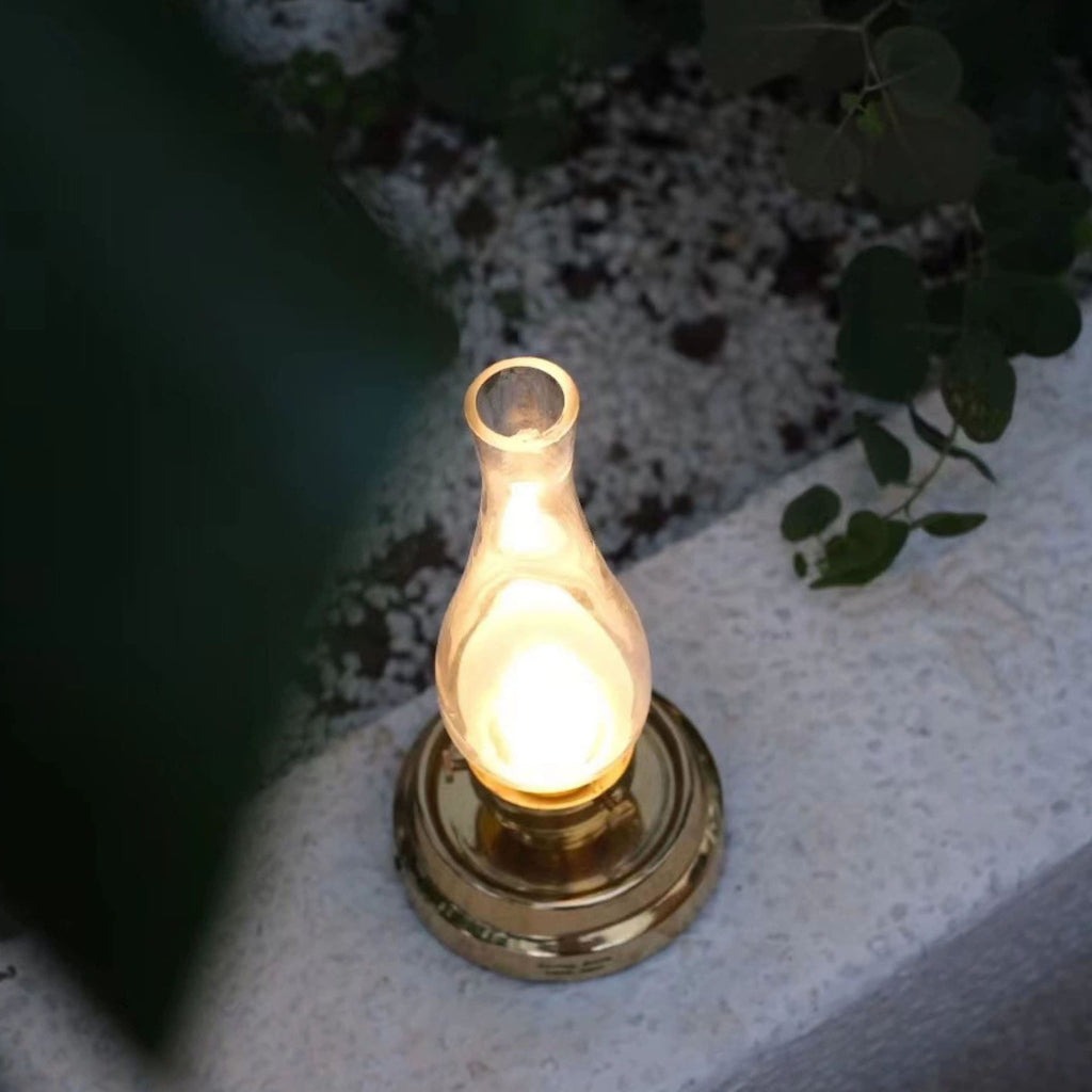 Cordless Brass Oil-Style LED Lantern